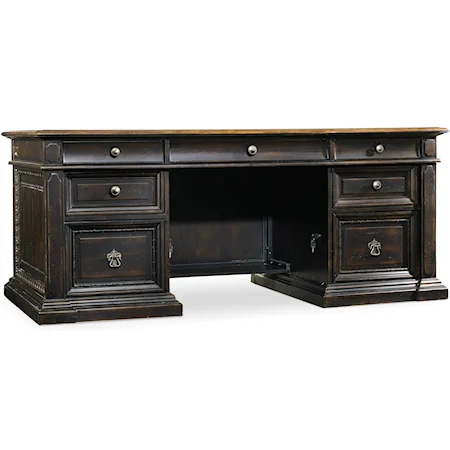 Executive Desk with Bonded Leather Writing Surface